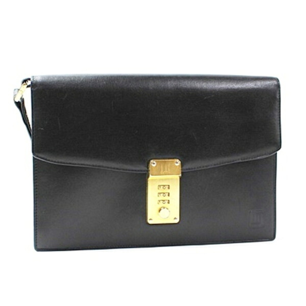 Dunhill Second Bag Clutch with Dial Lock, Leather, Black, Men's